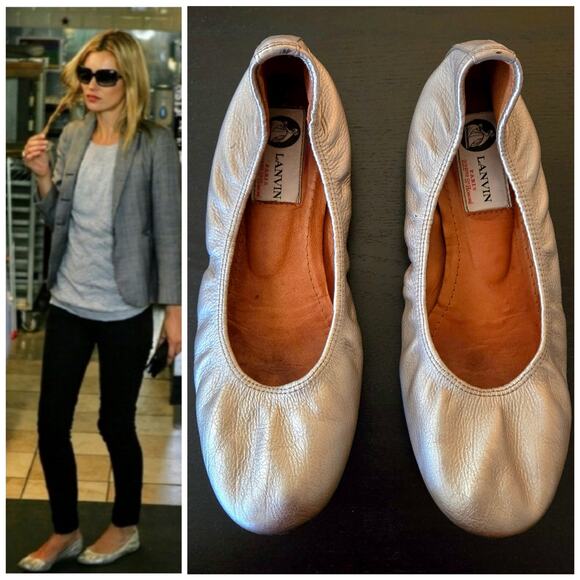 Lanvin Metallic Gold Classic Ballet Flat Size 36 / US 5 Slip On Luxury Designer - Picture 1 of 12